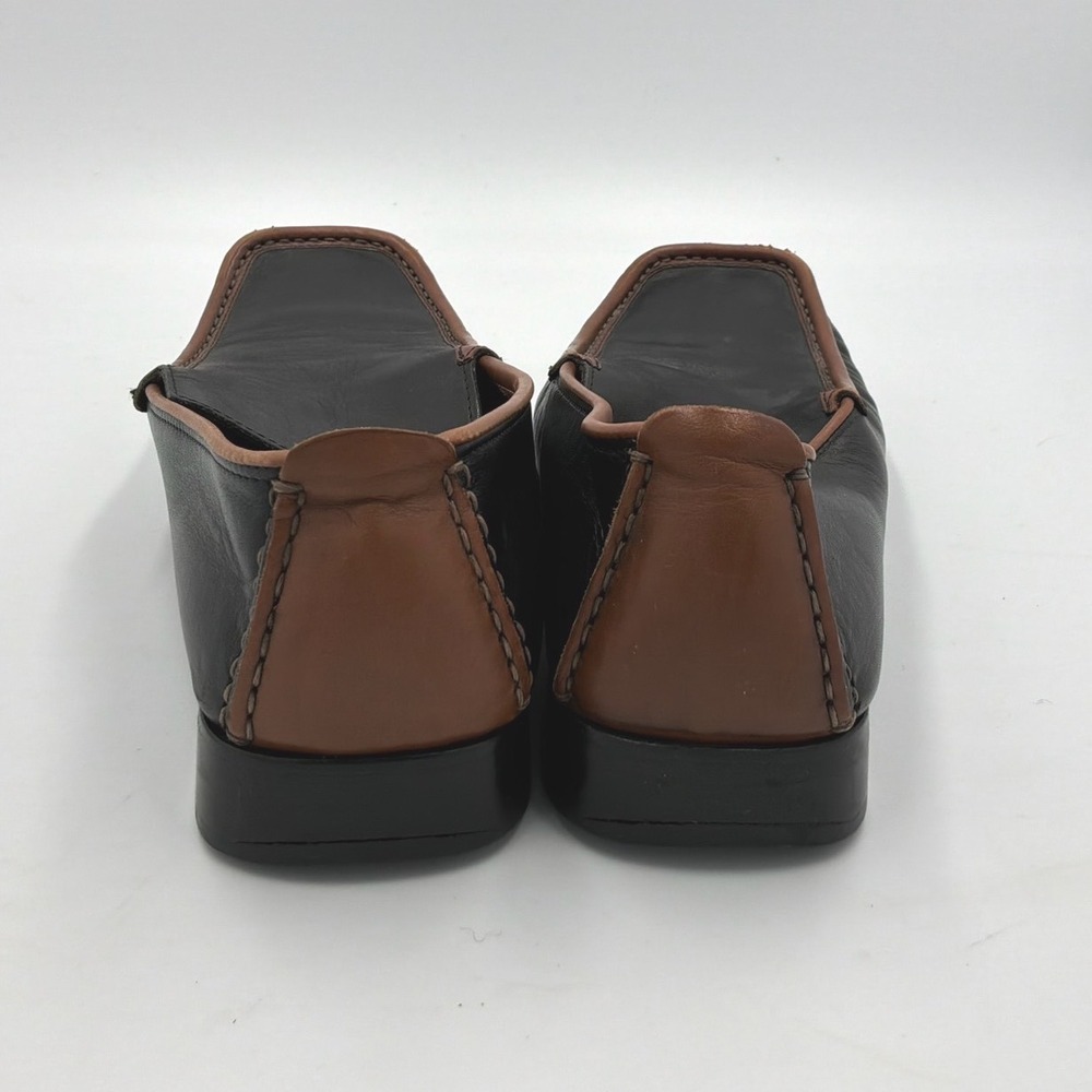 F. by Faconnable Black Brown Leather Loafers Square‎ Moc Toe Shoes Size 37 - Picture 6 of 11